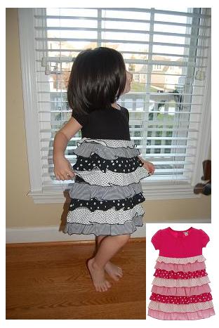 Black and White Dot and Stripe Tiered Dress