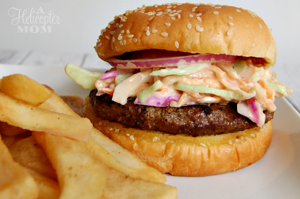 Slaw Burger - Kick up your burger with a few extra ingredients! #Recipe #Burger