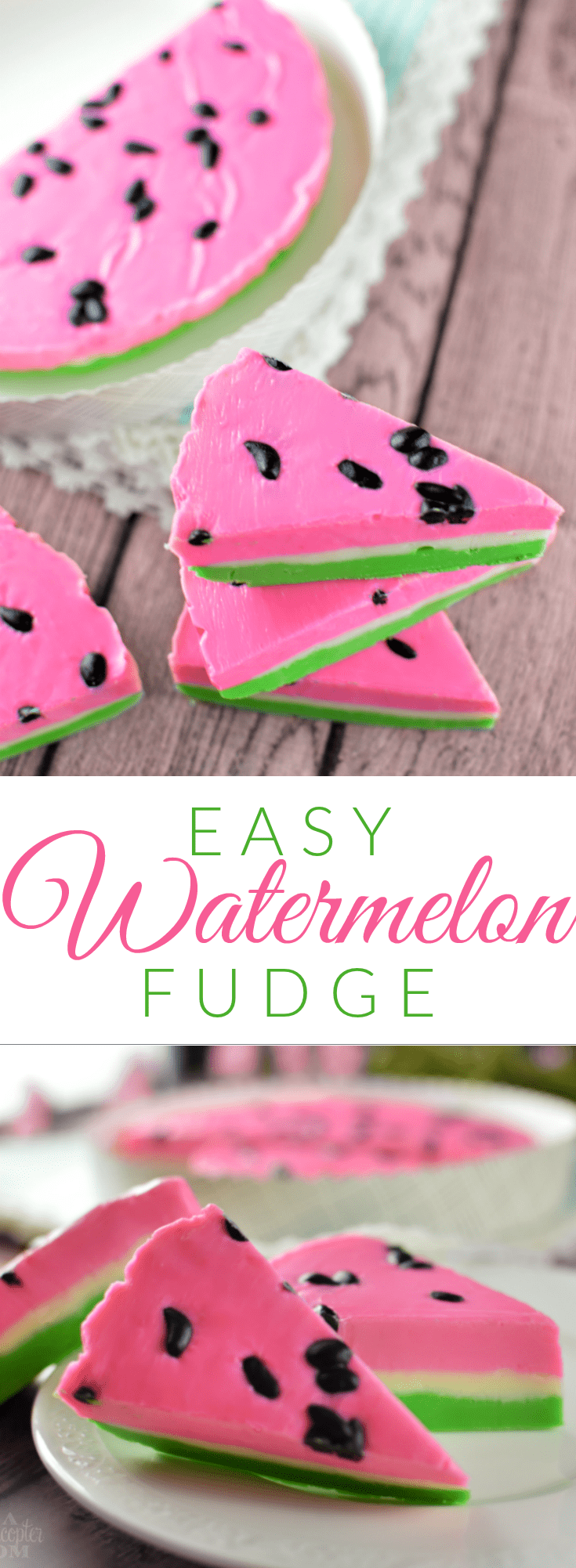 Easy Watermelon Fudge - Super simple to make, tastes amazing and is SO cute! Perfect for summer parties and cookouts!