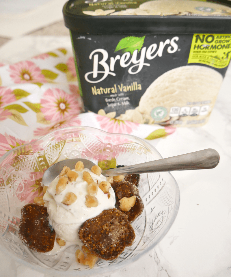 ROASTED FIGS WITH HAZELNUTS AND VANILLA ICE CREAM