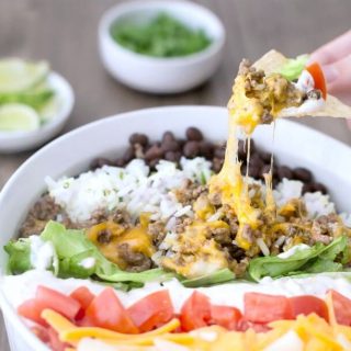7 Layer Taco Dip with Lime Cilantro Rice